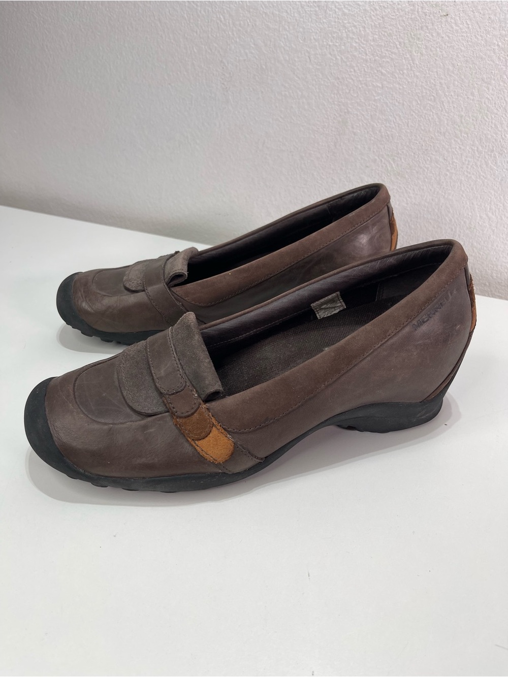 Merrell Eden Moc Slip On Loafers Womens 8.5 Brown Leather Boho Whimsigoth Preppy